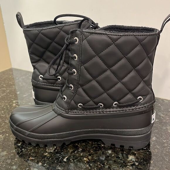 Sperry Duck BOOTS Quilted Waterproof STS83693 Womens Size 7 Black Rubber - Picture 7 of 10